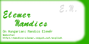 elemer mandics business card